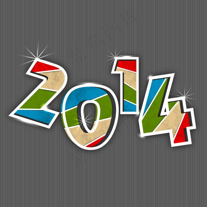 2014艺术字的颜色条矢量