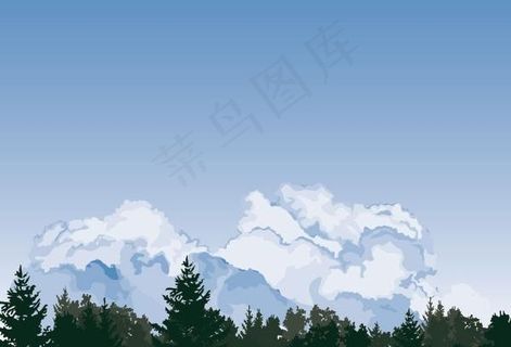 森林上的天空风景矢量素材