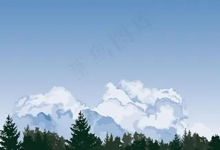 森林上的天空风景矢量素材