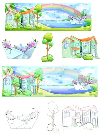 手绘风格夏日风情系列矢量素材-5