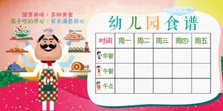 2018幼儿园食谱展板设计模板