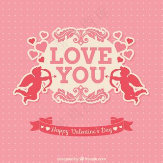 与丘比特的粉红色的情人节卡片