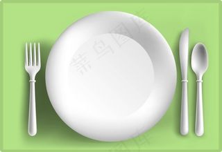 白色盘子和餐具