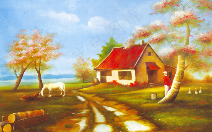 清雅风景油画电视背景墙设计