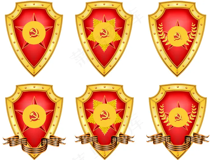 金色盾牌党徽标志矢量素材 AIeps,ai矢量模版下载