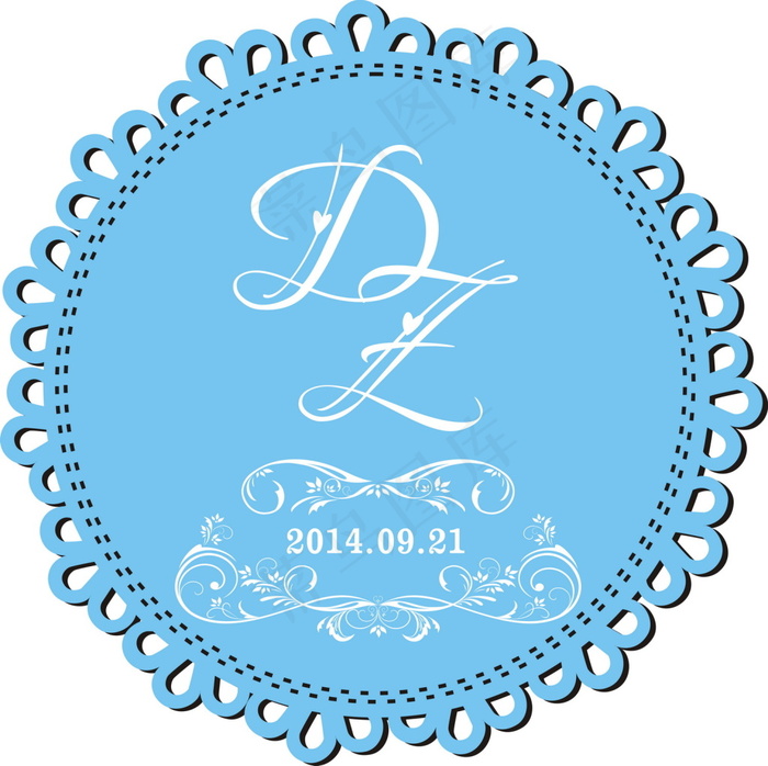 蓝色婚礼主题logo设计cdr矢量模版下载