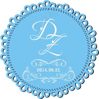 蓝色婚礼主题logo设计