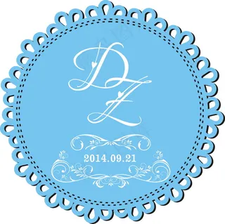 蓝色婚礼主题logo设计