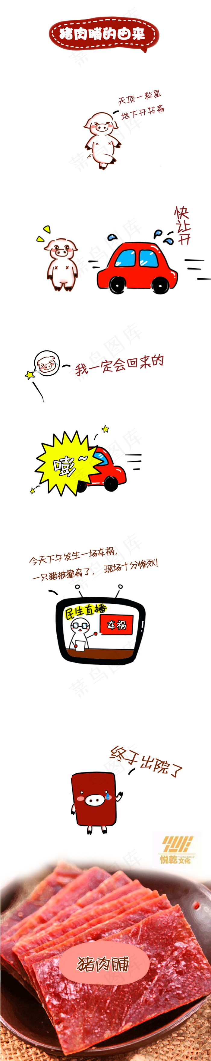 潮汕美食 猪肉干 原创漫画psd模版下载