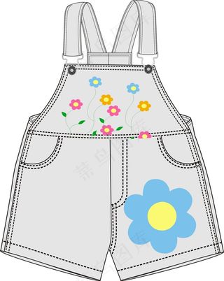 儿童背带裤款式图cdr格式矢量图免...