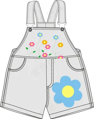 儿童背带裤款式图cdr格式矢量图免...