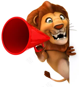 喊喇叭的卡通狮子图片