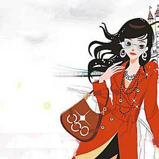 长发飘逸的提包女孩图片