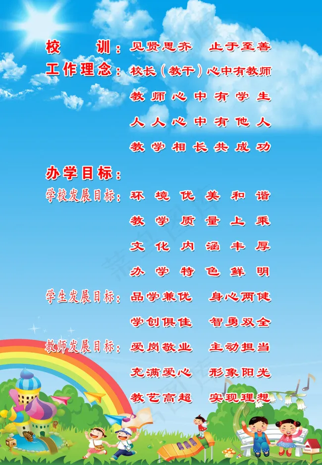 校风校训工作理念办学目标图片psd模版下载