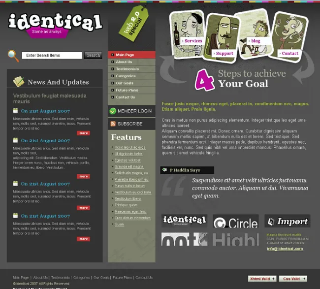 个性黑色风格网站psd模板psd模版下载