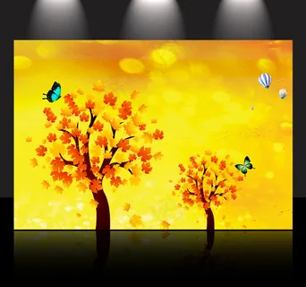 金色秋天 海报展版背景设计