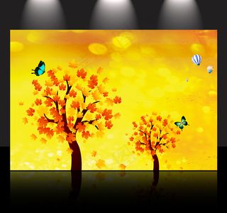 金色秋天 海报展版背景设计