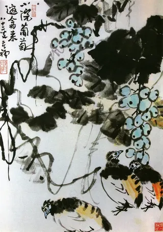 小院葡萄邀禽来