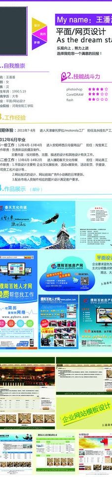 个人简历 简历设计图片(740X2655(DPI:72))psd模版下载