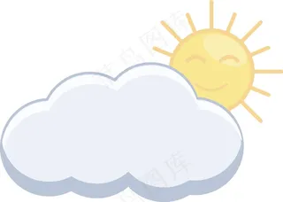 太阳和云-卡通矢量图