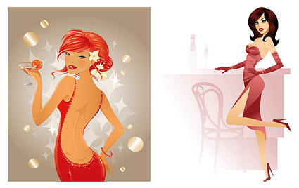 2时尚女孩矢量素材