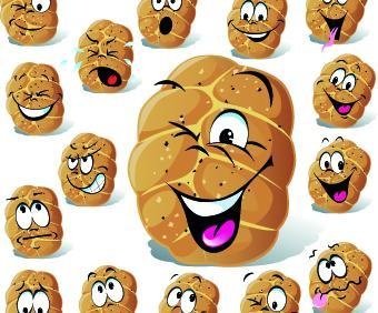 有趣的卡通食物表达载体01eps,ai矢量模版下载