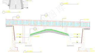 公园景观 步行桥剖立面大样图片