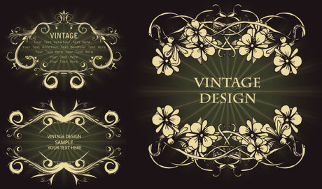 欧式金色花纹边框底纹矢量素材