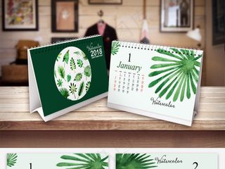 2018年绿色环保植物树叶台历模板