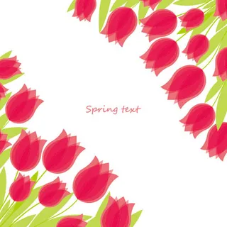 春天绿叶红花矢量素材