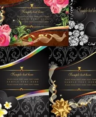 4的钱花的卡片矢量