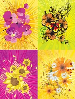 绚丽花卉放射性背景矢量格式