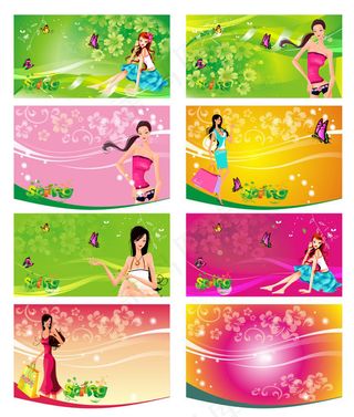 超市春天卡通吊旗广告矢量素材