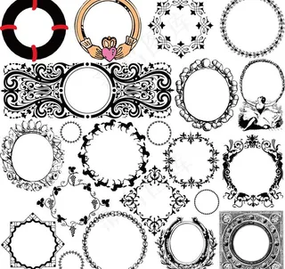 酒标包装圆形花边框环图片