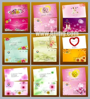 鲜花化妆品名片矢量素材