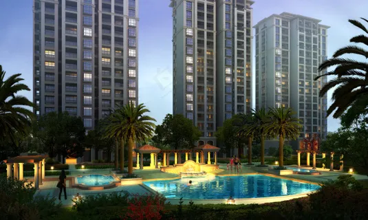 小区游泳池夜景