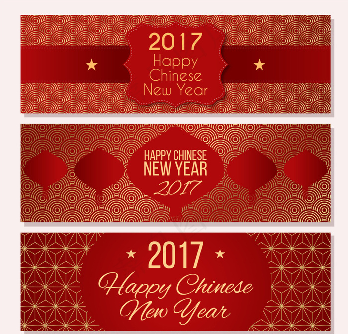 中国新年黄金细节横幅eps,ai矢量模版下载