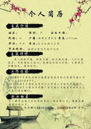 27 中国风个人简历