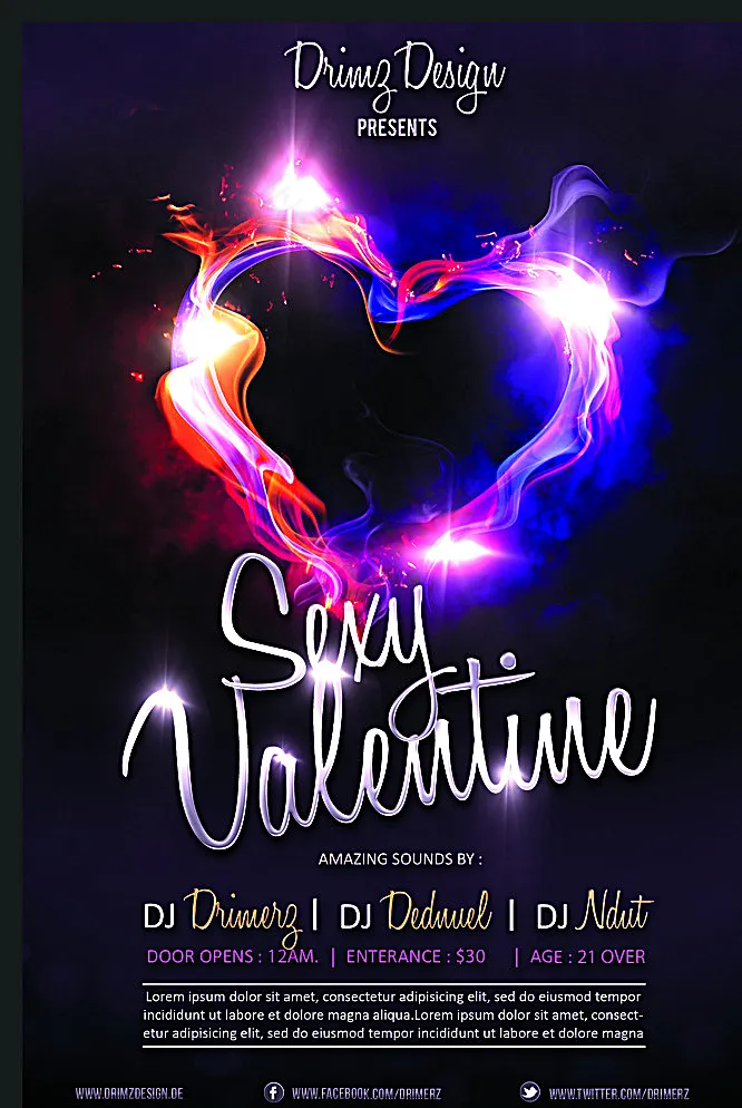 情人节炫彩海报图片psd模版下载