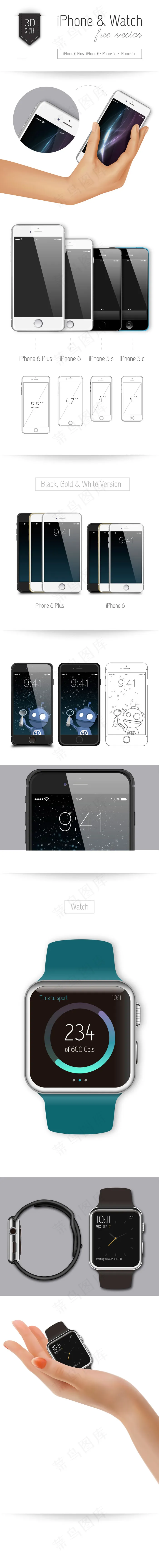 Iphone手机模型素材ai矢量模版下载