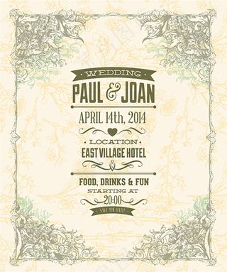 复古边框请柬封面矢量素材