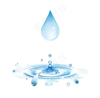 手绘蓝色水滴元素