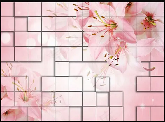百合花背景墙(4000X2907(DPI:72))psd模版下载