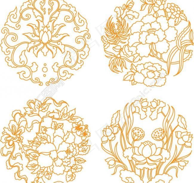 古典花纹图片ai矢量模版下载