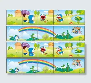 机器猫移门图案矢量素材