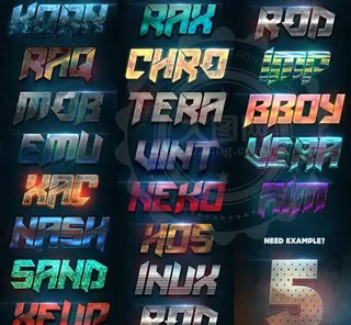 20款现代风格金属质感PS字体样式