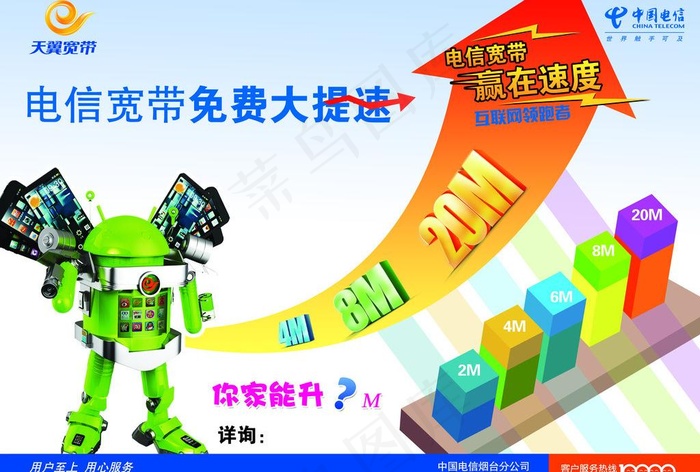 电信宽带免费大提速不干胶贴图片