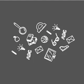 开学简笔画粉笔画素材矢量