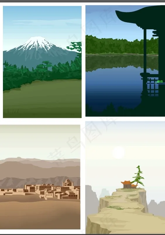 远处的风景ai矢量模版下载