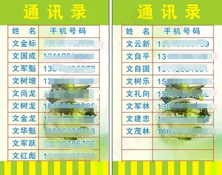 通讯录绿色背景